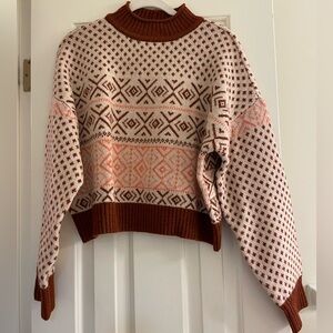 American Eagle cropped oversized Fair Isle sweater